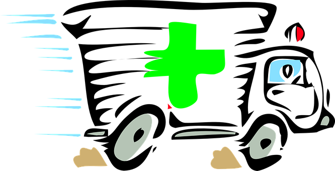 Emergency Ambulance Sirene Fast First Aid - Ambulance Clip Art (666x340)