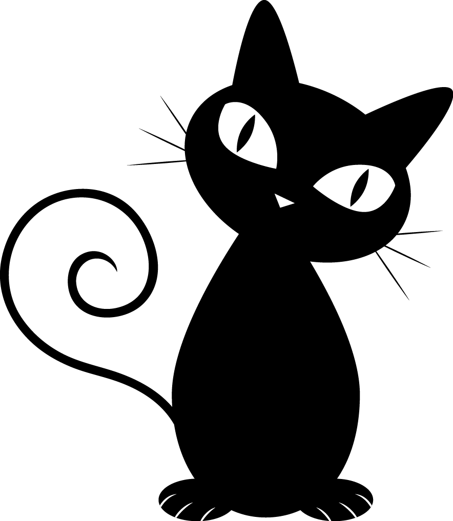 Cat - Cartoon Black Cat Png (884x1017)