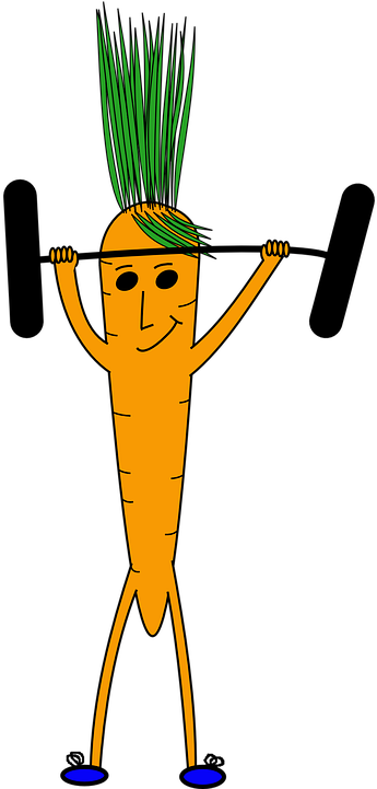 Weight Lifting Cartoon 13, Buy Clip Art - Carrot Lifting Weights (360x720)