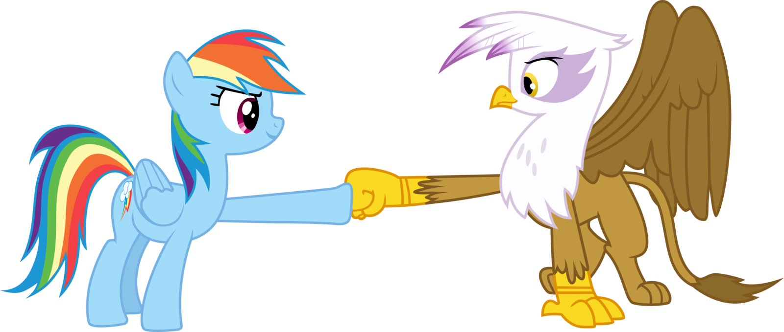 Rainbow Dash And Gilda Doing A Hoof Fist Bump By Tomfraggle - Mlp Rainbow Dash And Gilda (1600x679)