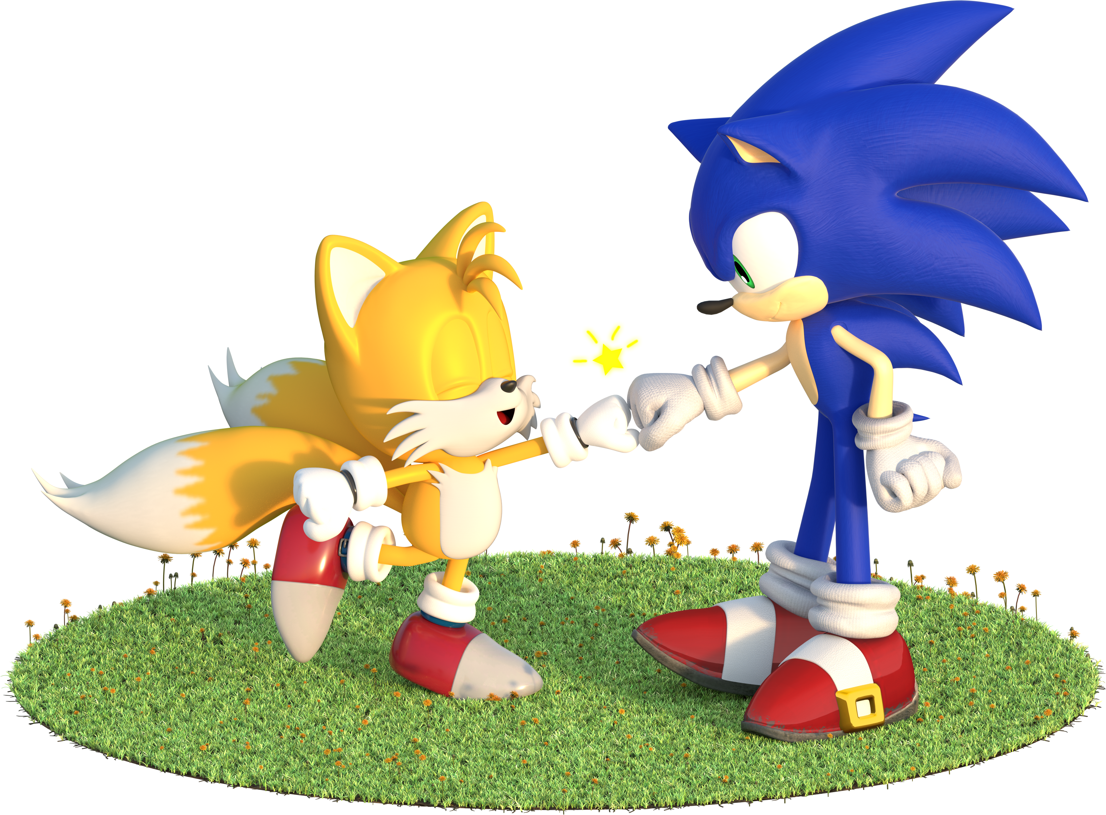 Here's A Cute Fist Bump Between Sonic And Classic Tails - Here's A Cute Fist Bump Between Sonic And Classic Tails (3806x2805)