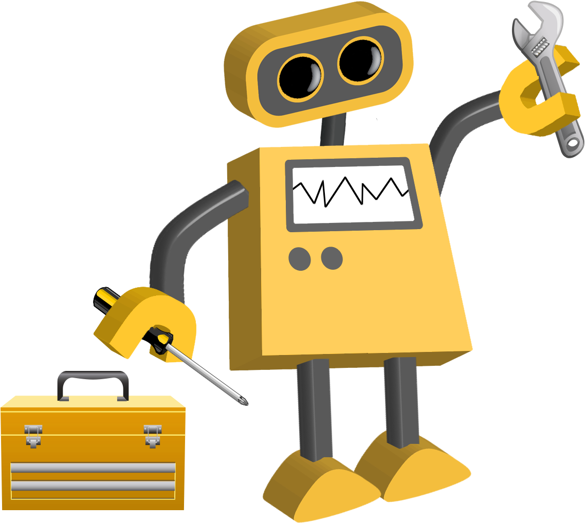 People And Technology Cartoon Set Vector - Robot 84 (1161x1066)