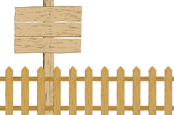 Fence And Wooden Sign - Cerquinha De Madeira Desenho (600x397)