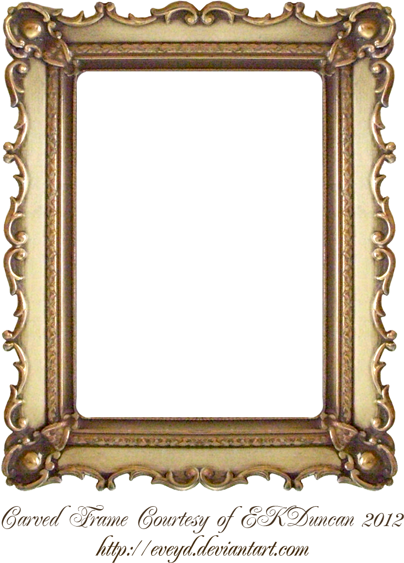 Carved Gold Frame By Ekduncan - Vintage Gold Frame Png (891x1202)