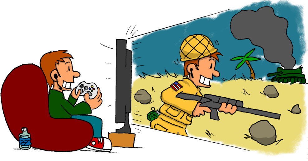 A Red-headed Guy Lounges In A Beanbag Chair, Holding - Playing X Box Cartoon (1000x519)