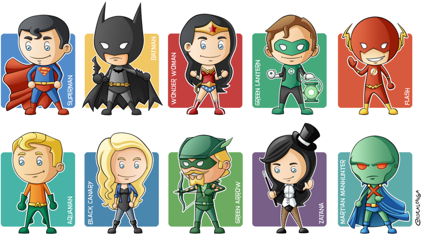 Justice League Minigeeks By Costalonga - Justice League Characters Chibi (899x536)