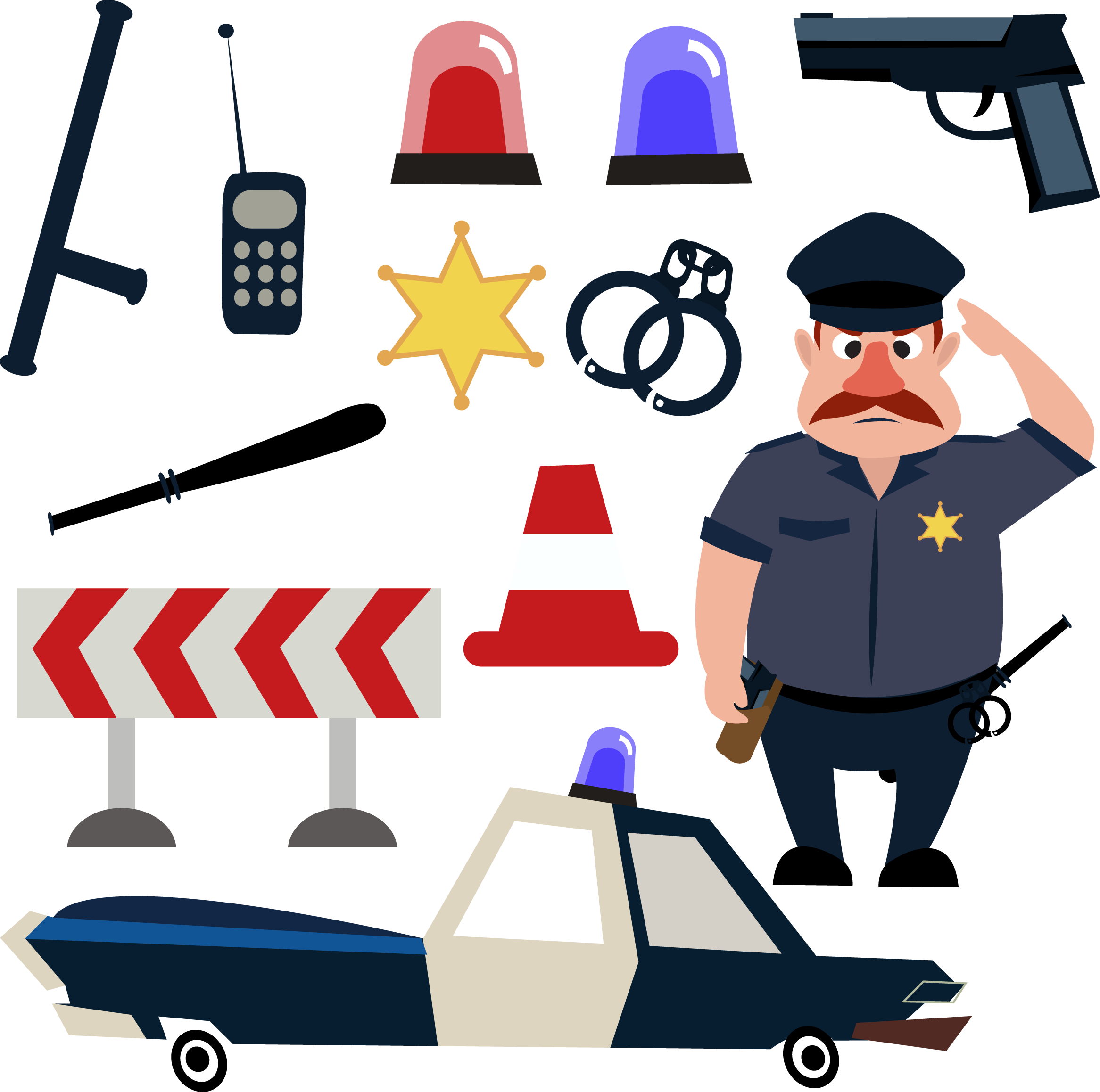Police Officer Cartoon Illustration - Police Officer Tools (2333x2317)