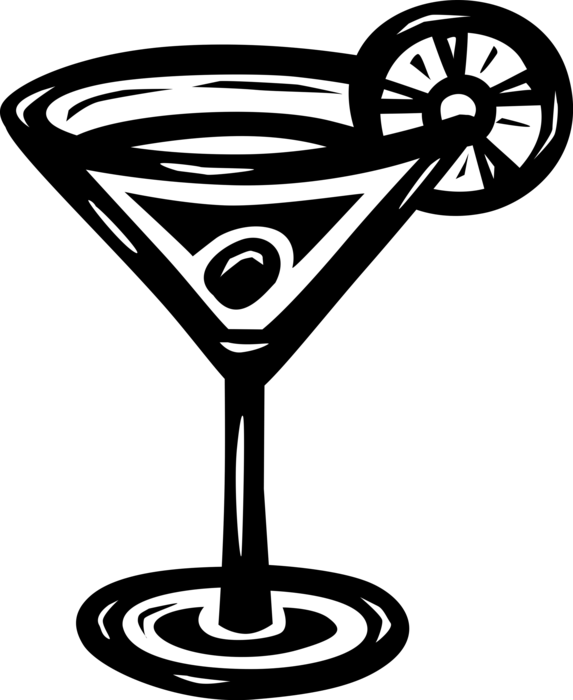 Vector Illustration Of Martini Cocktail Alcohol Beverage - Alcoholic Drink (573x700)