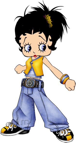 Little Betty In Jeans And A Blue & Yellow Top ~ - Betty Boop 2015 Weekly Engagement Planner Calendar (368x600)