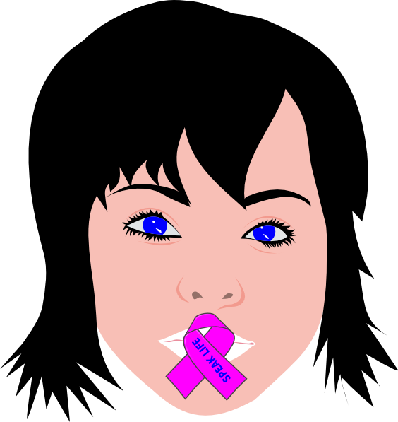Speak Life Woman Clip Art At Clker - Krebs-bewusstsein Quadratischer Magnet (564x597)
