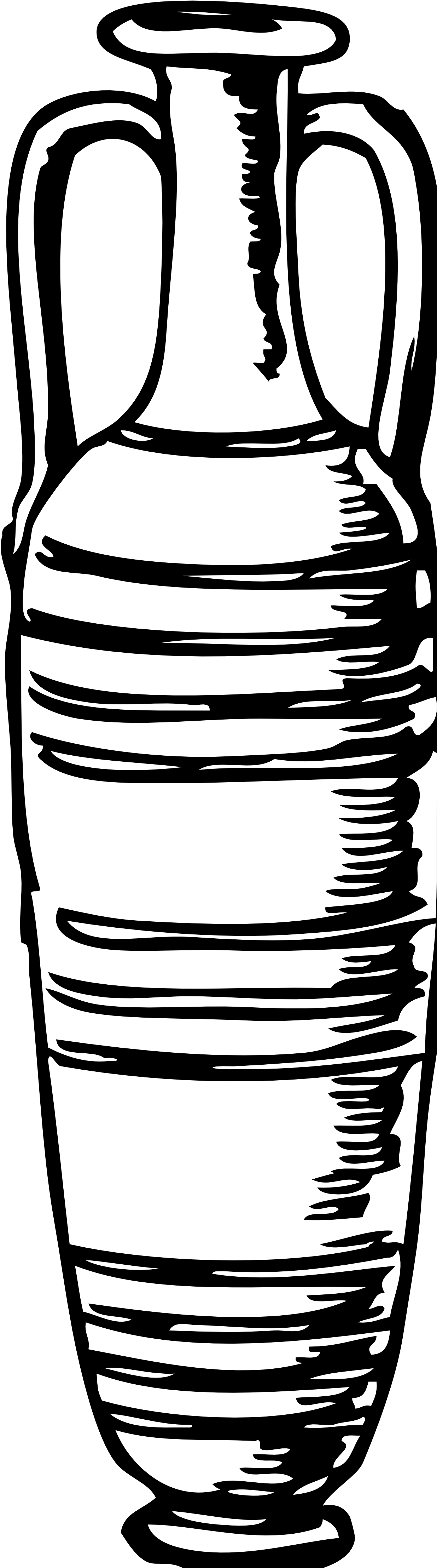Amphora Black White Line Art Tatoo Tattoo - Tattoo (1280x4459)