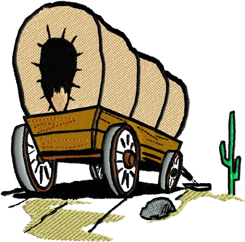 Go West, Young Man Conestoga Wagon - Cartoon Old Time Wagon (583x523)