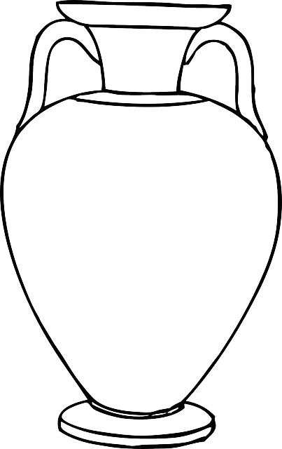 Roman Black, Outline, Drawing, Cartoon, Template, Page, - Greek Vase Coloring Page (403x640)