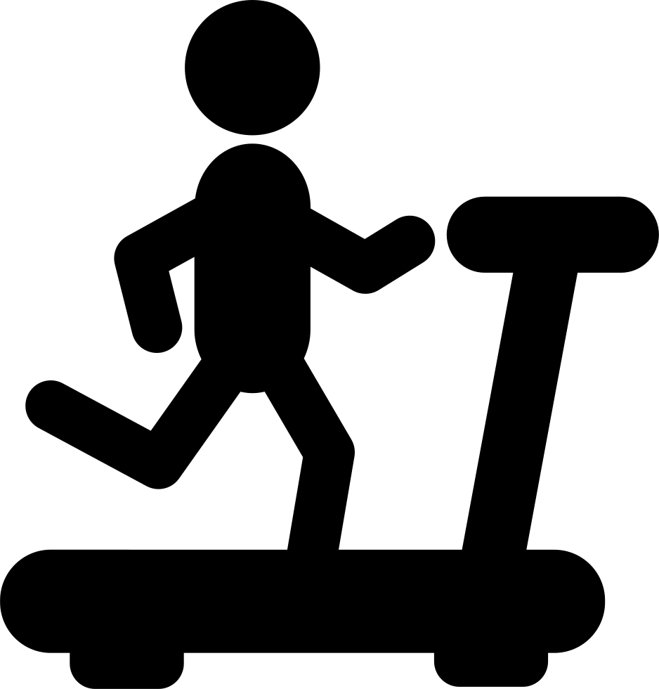 Person Running On A Treadmill Silhouette From Side - Stick Figure On Treadmill (938x980)