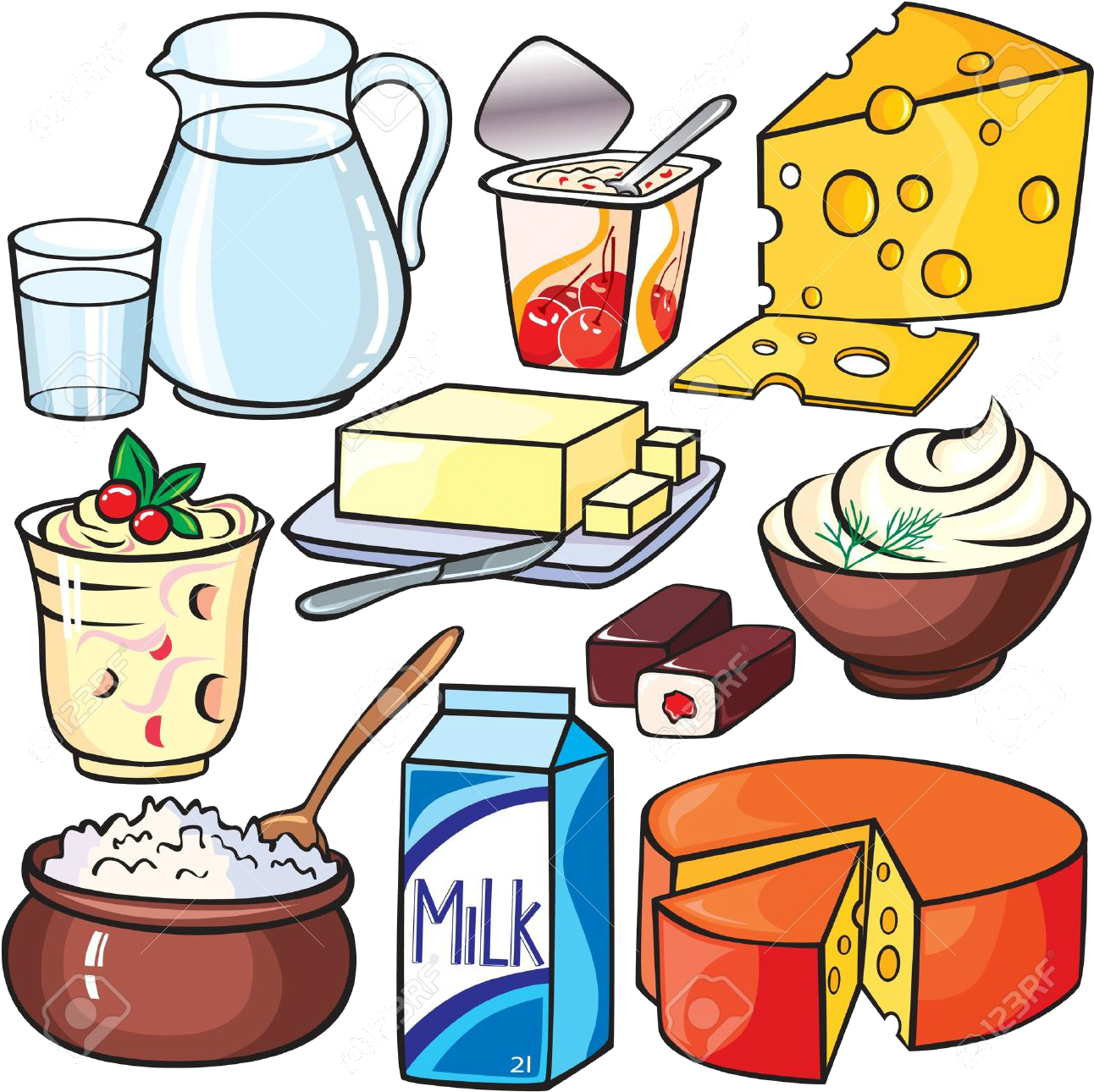 Required Daily Intake - Dairy Products Cartoons (1300x1300)