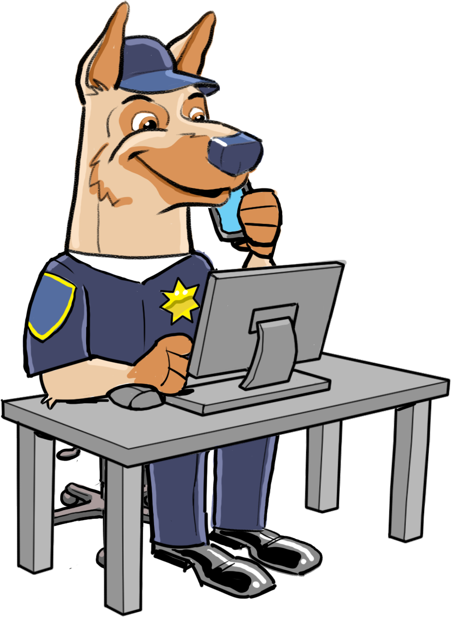 Petaluma Police Mascot - Cartoon (890x1218)