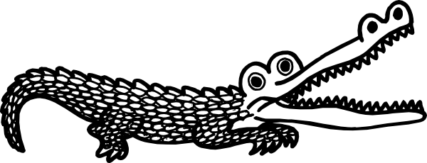 Alligator Black And White Alligator Mouth Clipart Black - Scales Animals Clipart Black And White (600x230)
