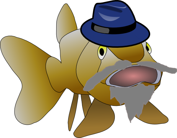 Grandpa Fish Clip Art - Cartoon Fish With Beard (600x468)