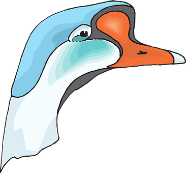 Head, Blue, White, Bird, Goose, Beak - Cabeza De Ganso Png (366x340)