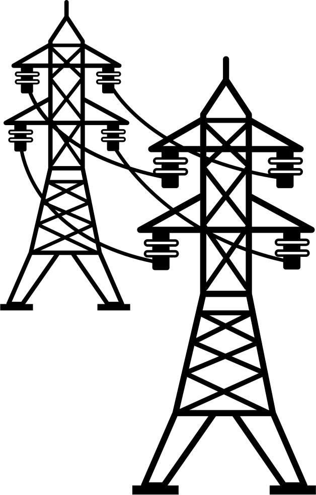 Power Line Connected Towers Comments - Power Distribution Tower Icon (628x981)
