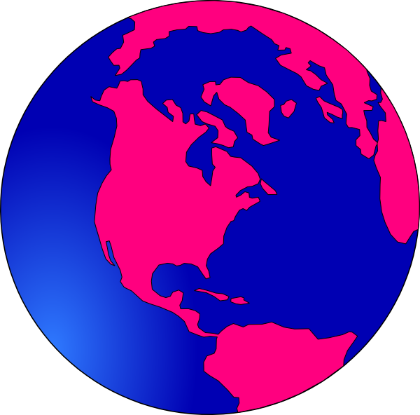 Dope Earth Clip Art At Clker - Pink And Blue Globe (600x592)