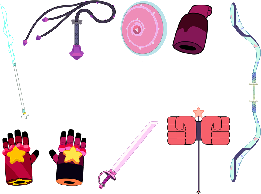 Steven Universe All Crystal Gems Weapons Without Lapis - Steven Universe Crystal Gems Weapons (900x655)