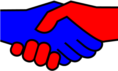Philosophy Clipart Handshake - Red And Blue Handshake (400x400)