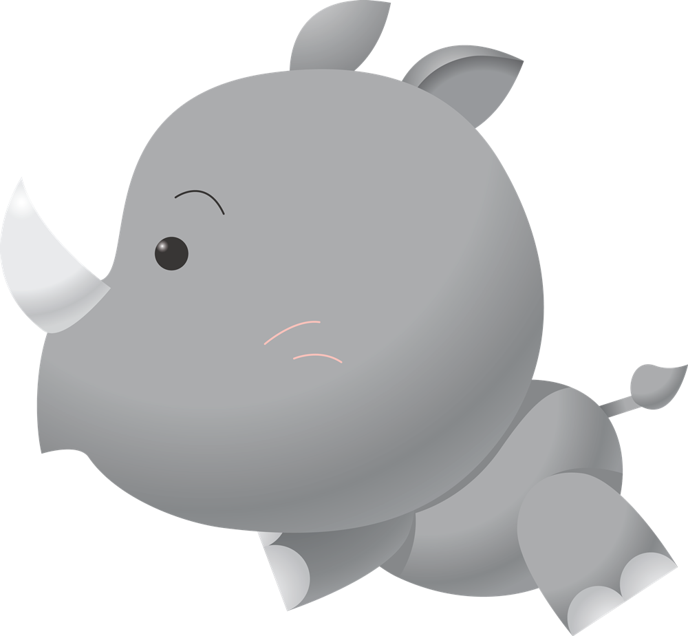 Free Happy Girl Clipart, Download Free Clip Art, Free - Cute Baby Rhino Cartoon (1000x924)