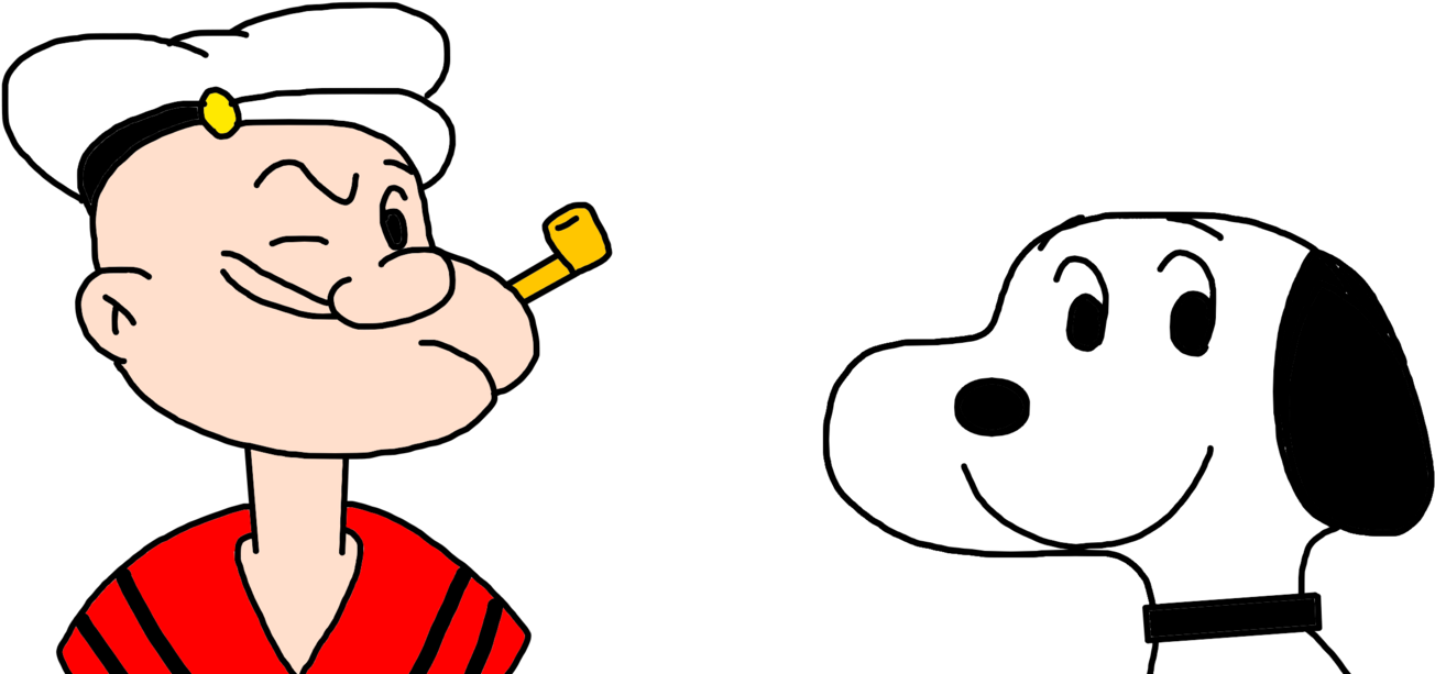 Snoopy And Popeye By Marcospower1996 Snoopy And Popeye - Snoopy Popeye (1600x662)
