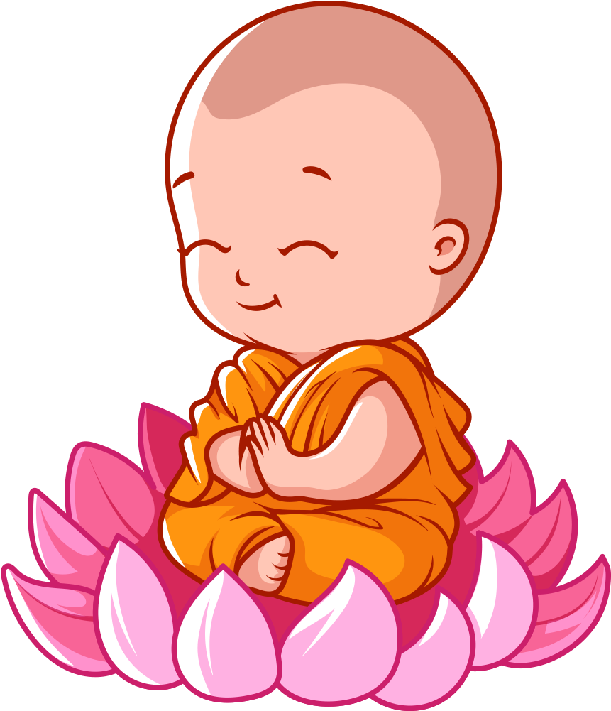 Buddhism Cartoon Buddha's Birthday Vesak - Monk Cartoon Png (1000x1000)