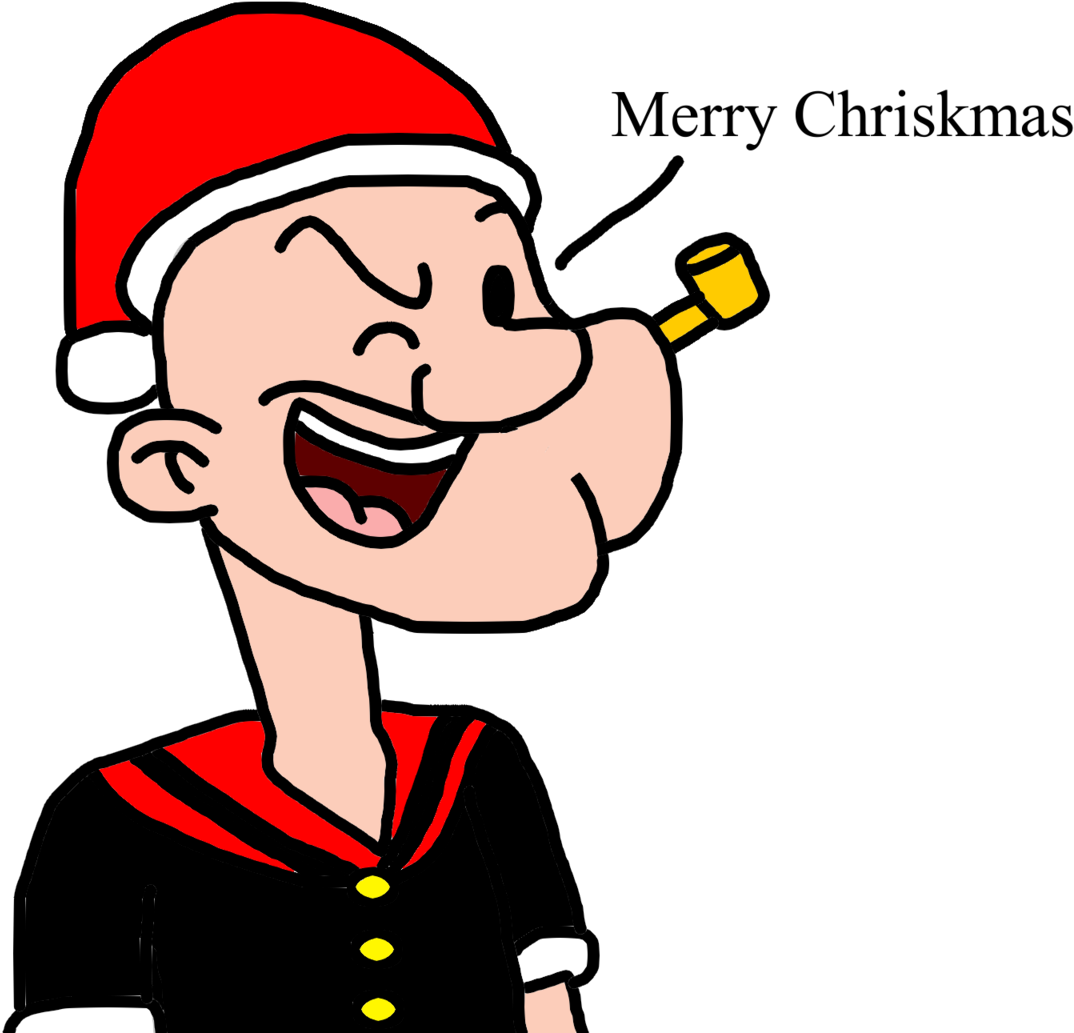 Popeye With Santa Cap By Marcospower1996 Popeye With - Cartoon (1600x1253)