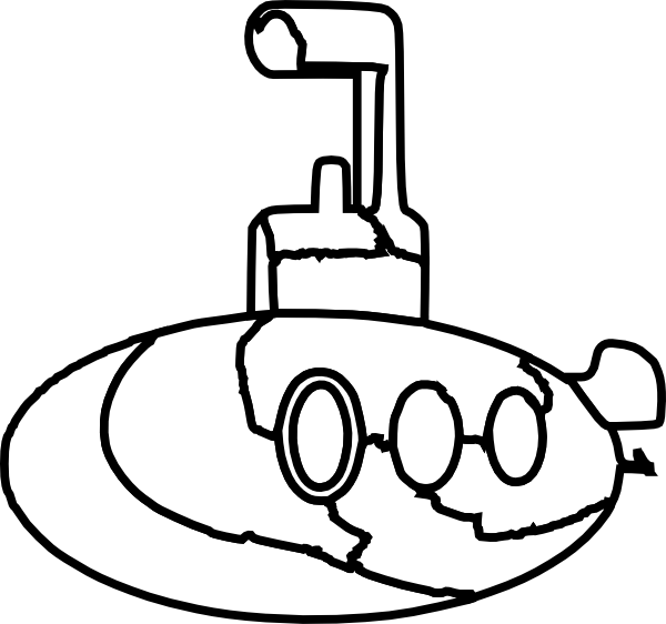 Submarine Coloring Clip Art At Clker - Submarine Black And White Clipart (640x600)