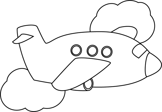 Cloud Black And White Cute Free Black And White Cloud - Flying Plane Clipart Black And White (550x382)
