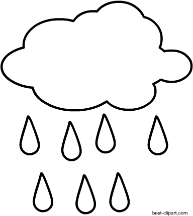 Black And White Cloud With Raing Free Clip Art - White (450x450)