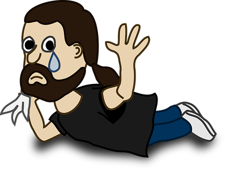 Man Bye Beard Lying Character Waving Comic - Bye Bye Png (450x340)