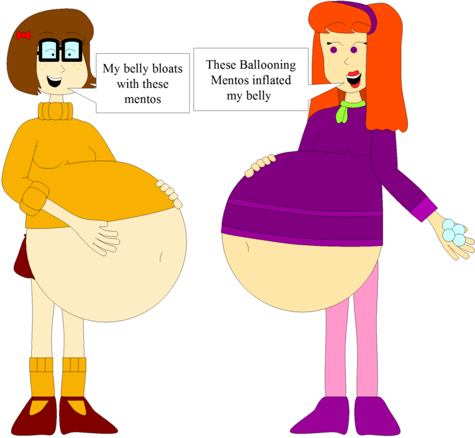 Velma And Daphne's Ballooning Mentos Inflation By Angry-signs - Velma And Daphne Fanart (931x858)