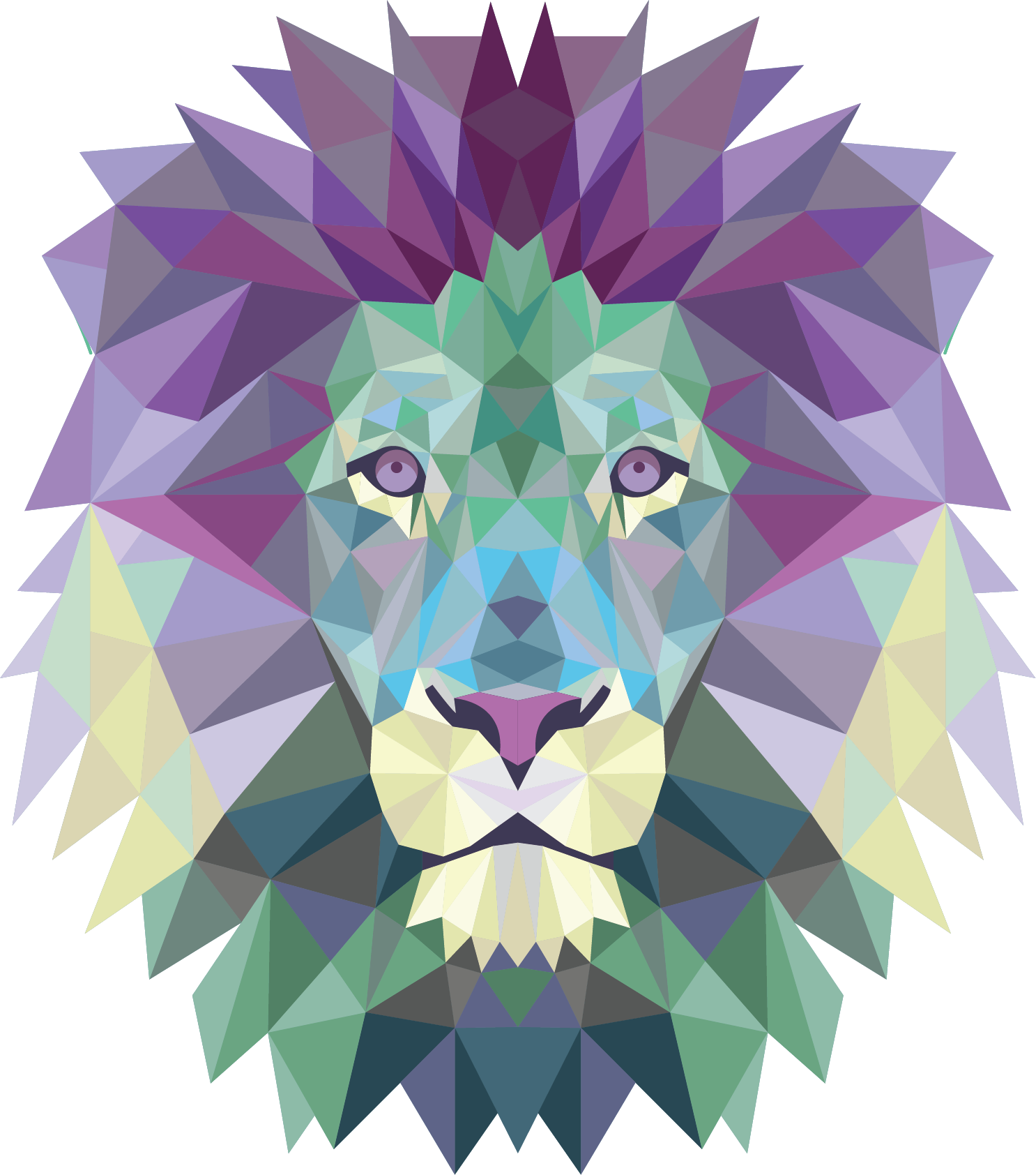 Lion T Shirt Geometry Poster Canvas - Tete De Lion Origami (1486x1684)