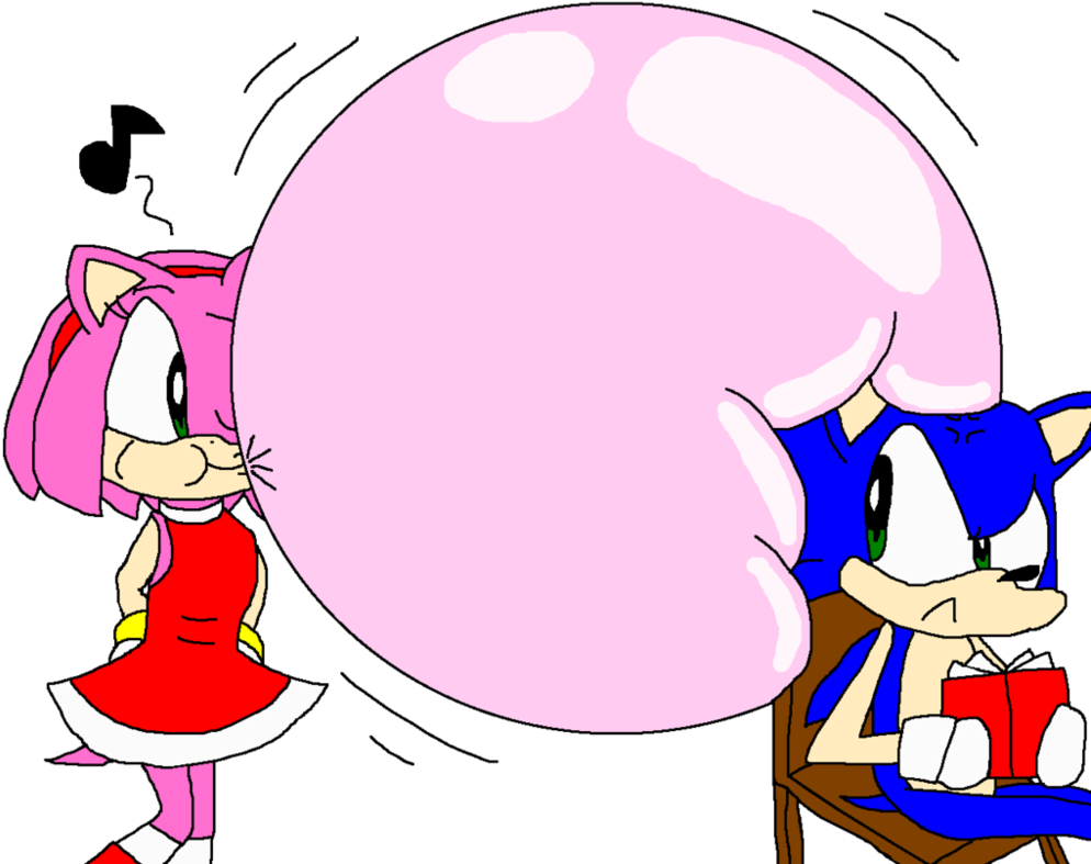 Amy Blows A Fast Bubble Gum By Pokegirlrules - Cartoon (1018x806)