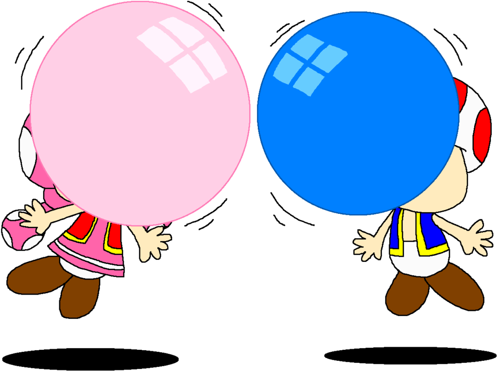 Toad And Toadette Blowing Bubble Gum Air By Pokegirlrules - Bubble Gum (1024x762)