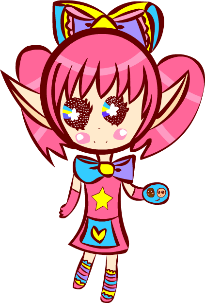 Kawaii Elf Pastel Bow Faery Kei Waitress Chibi By Faery-rainbow - Chibi (423x623)