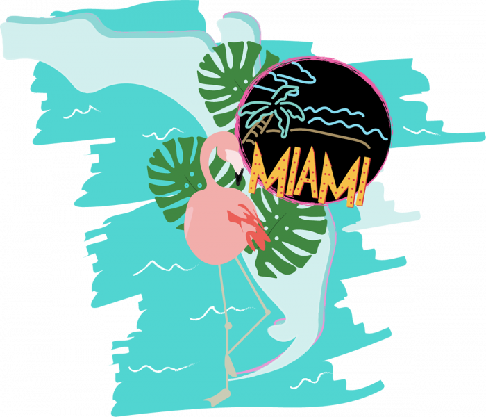 Above, An Illustrated Map Of Miami, Florida - Illustration (700x600)