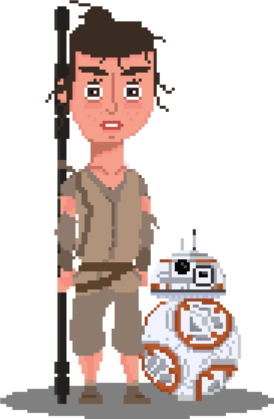 Rey And Bb8 - Cartoon (1500x1500)