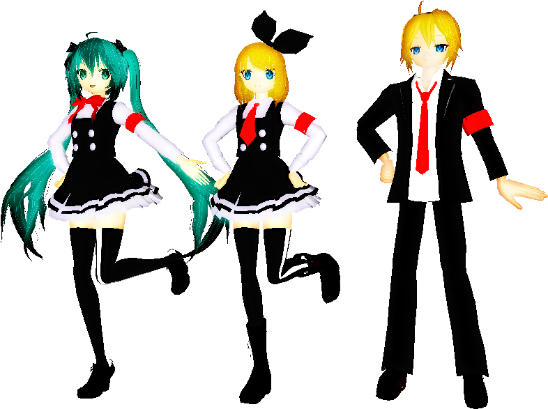 Mmd- Hop Step Instant Death Miku Rin Len By Vinva098 - Cartoon (1024x600)