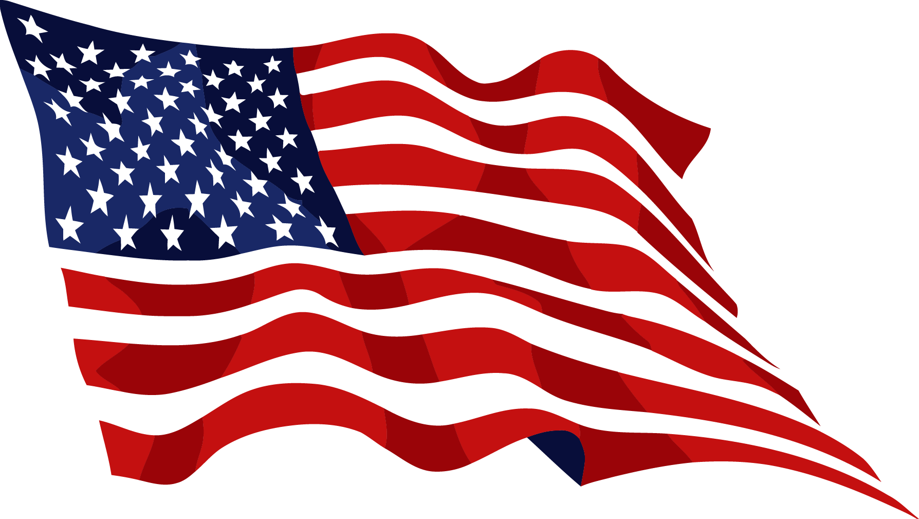 Free Black And White American Flag Png - Waving American Flag (1788x1009)