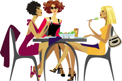 Come Join Us At Bistro 19 For A Relaxed Lunch - Cartoon Girls Having Lunch (500x333)