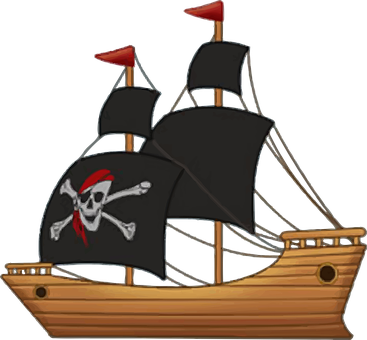 Big Sailing Boat Silhouette Vectors Illustration - Pirate Ship Cartoon (367x340)
