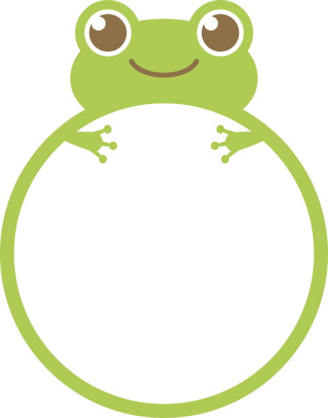かわいい蛙のフレーム枠イラスト - Illustration (480x610)