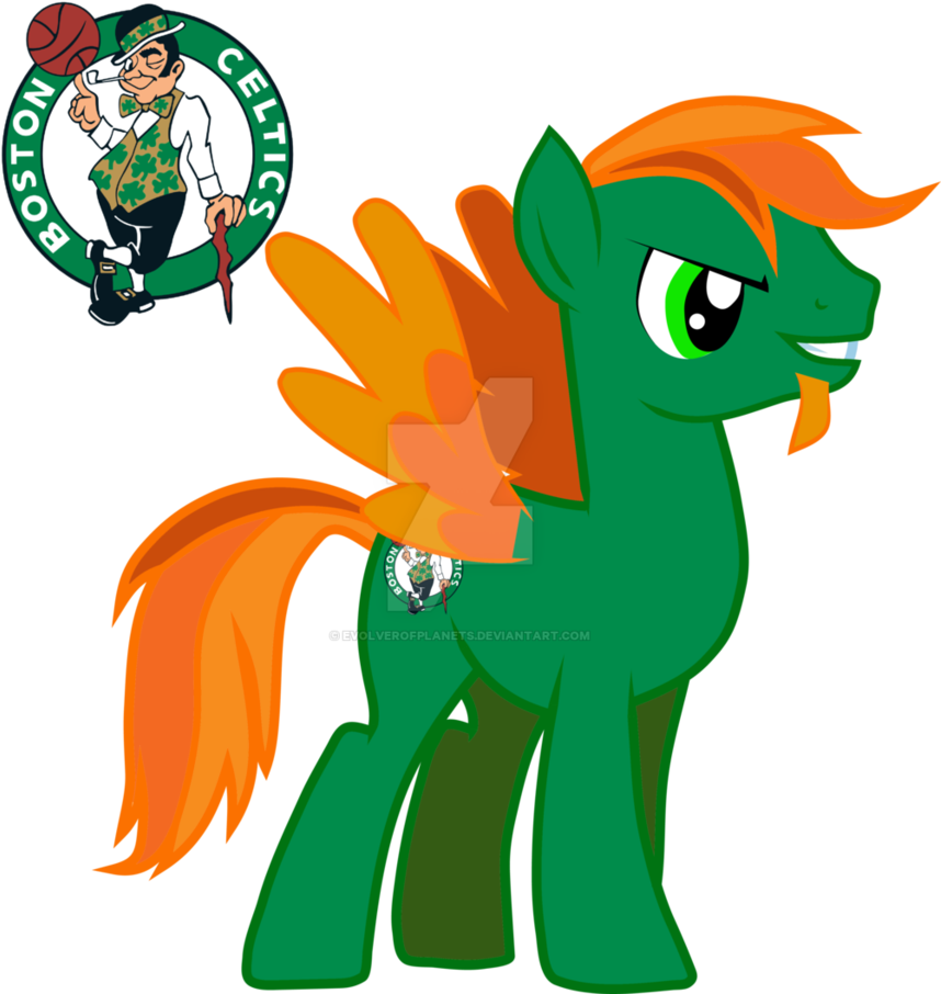 Boston Celtic Pony By Evolverofplanets - Nba Celtics Scoreboard Logo (877x910)