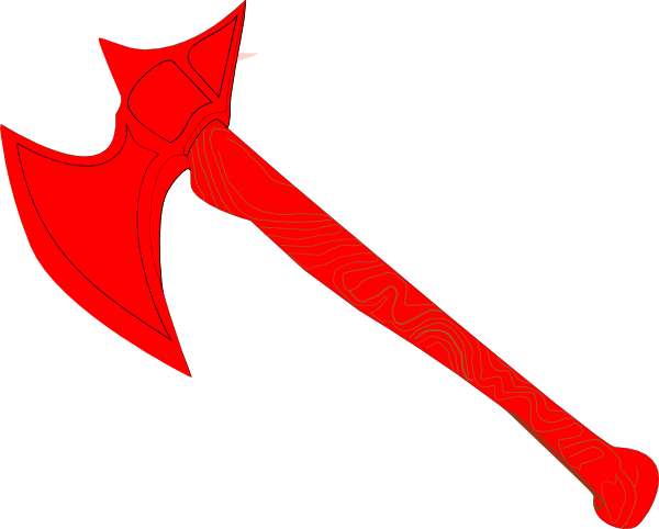 Red Battle Axe Clip Art - Red Axe Clipart (600x482)