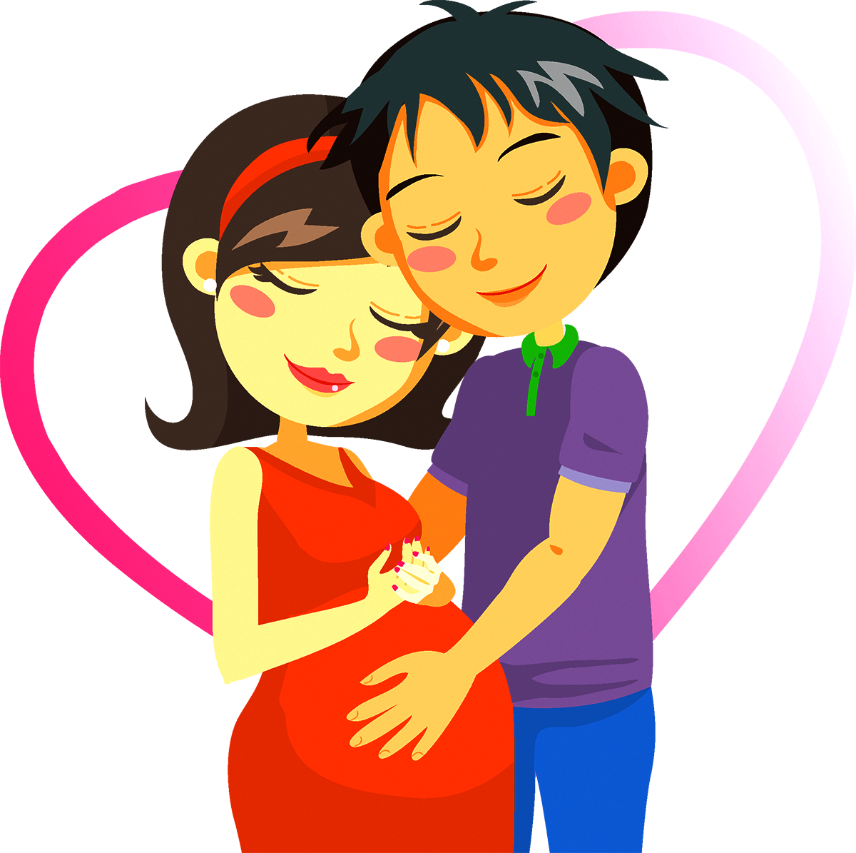 Cartoon Pregnancy Couple Clip Art - Couple Pregnant Cartoon (1200x1195)